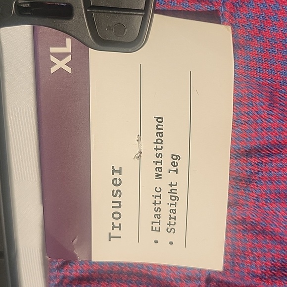 Houston White Pink & Blue Pattern Straight Leg, Elastic Waist Trouser S: XL, NWT - Picture 6 of 10